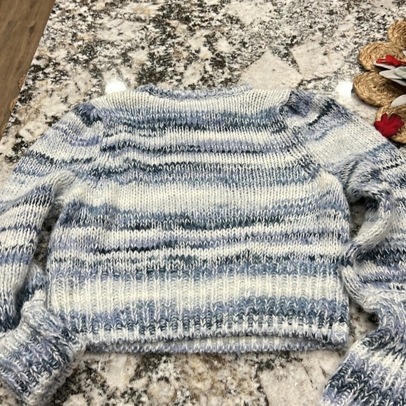 Sweater Cable Knit Blue Wild Fable Crop Winter Fuzzy Cozy Warm Vintage Chunky - Picture 7 of 10